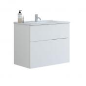 Dansani Luna 81 møbelsæt m/Kantate vask, høj skuffe og indretning - Hvid mat