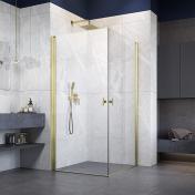 Strømberg Noma 120 bruseniche - 90x90 cm - Klar glas/børstet messing