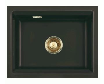 Lavabo Kara 50 U porcel&aelig;nsk&oslash;kkenvask - Mat sort m/messing afl&oslash;b