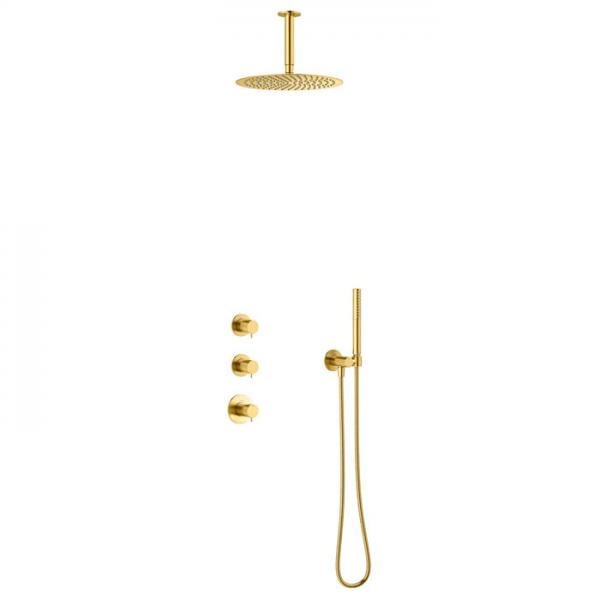 Damixa Iris XS 2 brusesystem til indbygning - Loft - Børstet messing Damixa Iris XS 2 brusesystem til indbygning - Loft - Børstet messing