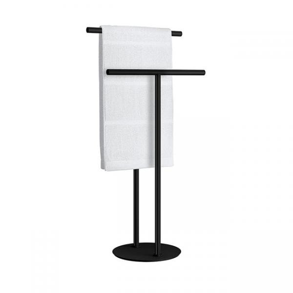 Smedbo Outline dobbelt håndklædeholder til gulvplacering - Mat sort Smedbo Outline dobbelt håndklædeholder til gulvplacering - Mat sort