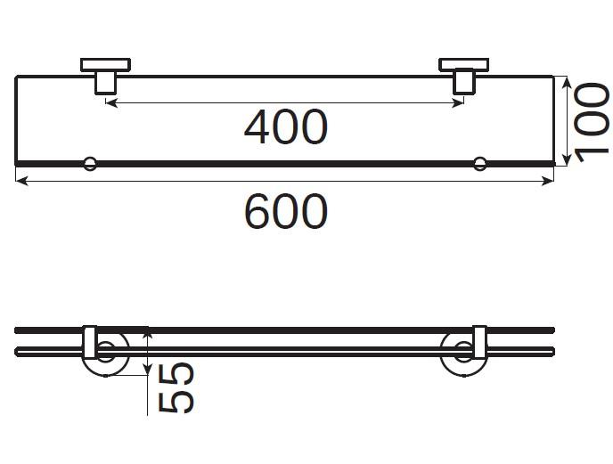 Kosmos glashylde 60 cm - Børstet gunmetal Kosmos glashylde 60 cm - Børstet gunmetal