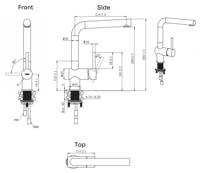 Lavabo Kubus 385 RS køkkenarmatur m/udtræk - Børstet messing Lavabo Kubus 385 RS køkkenarmatur m/udtræk - Børstet messing