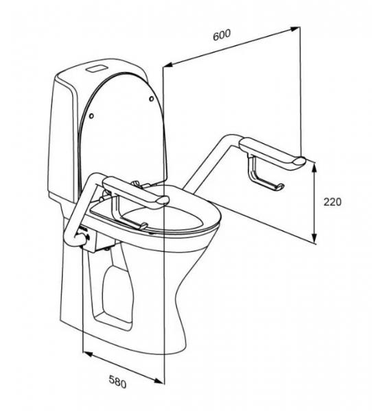 Pressalit TMA 3 armst&oslash;tte til montering p&aring; toilet