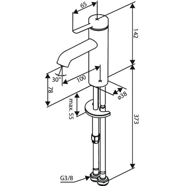 Damixa Iris S håndvaskarmatur u/bundventil m/koldstart - Steel Damixa Iris S håndvaskarmatur u/bundventil m/koldstart - Steel