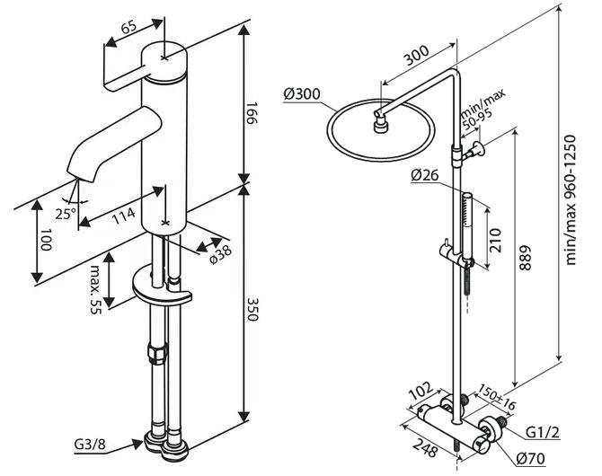 Damixa Iris komplet pakke til badeværelse - Børstet messing Damixa Iris komplet pakke til badeværelse - Børstet messing