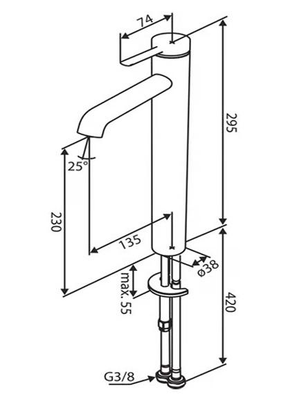 Damixa Iris bowlearmatur m/koldstart u/bundventil - B&oslash;rstet messing