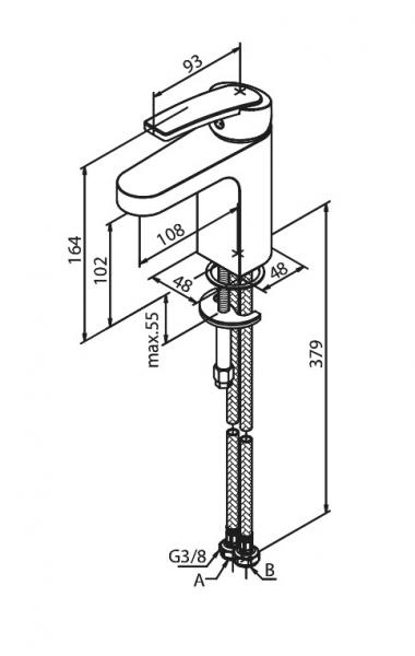 Damixa Slate h&aring;ndvaskarmatur - Krom/sort
