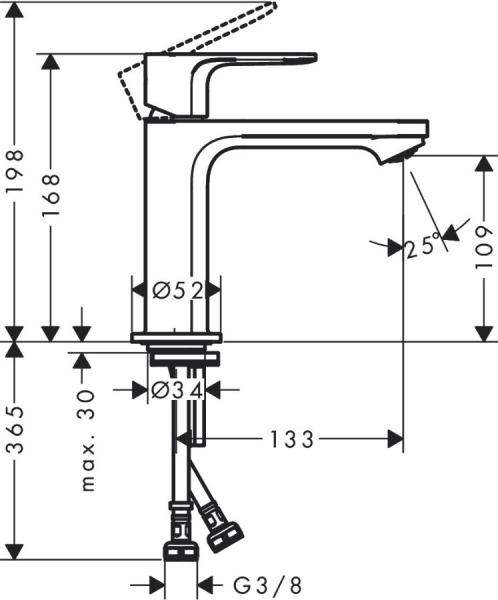 Hansgrohe Rebris S 110 håndvaskarmatur m/CoolStart u/bundventil - Krom