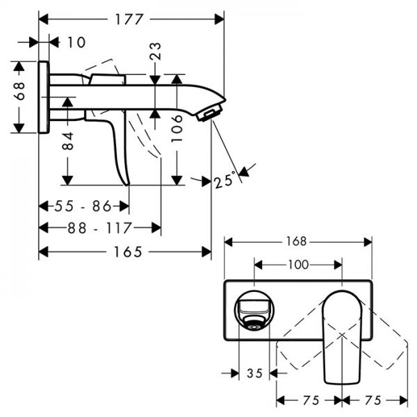 hansgrohe Metris håndvaskarmatur t/indbygning - 165 mm