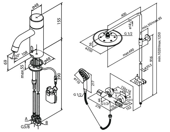 Damixa Silhouet Touchless komplet pakke til bad m/hovedbruser - Krom Damixa Silhouet Touchless komplet pakke til bad m/hovedbruser - Krom