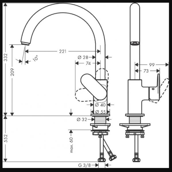 hansgrohe Vernis Blend M35 210 køkkenarmatur - Mat sort