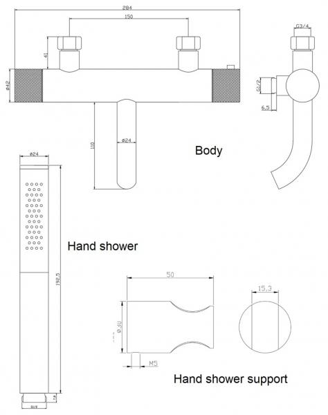 Cass&oslash;e komplet badekararmatur m/crystal cut - B&oslash;rstet kobber