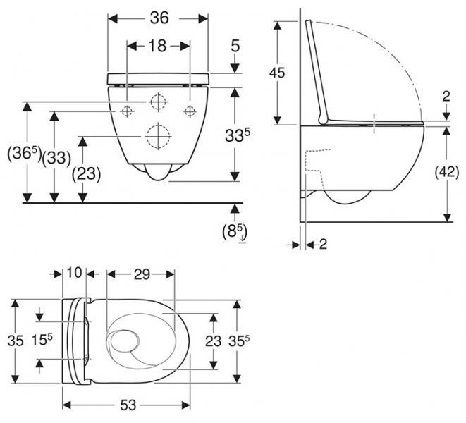 Geberit Acanto Rimless væghængt inkl. sæde m/SoftClose, cisterne og betjening i hvid Geberit Acanto Rimless væghængt inkl. sæde m/SoftClose, cisterne og betjening i hvid