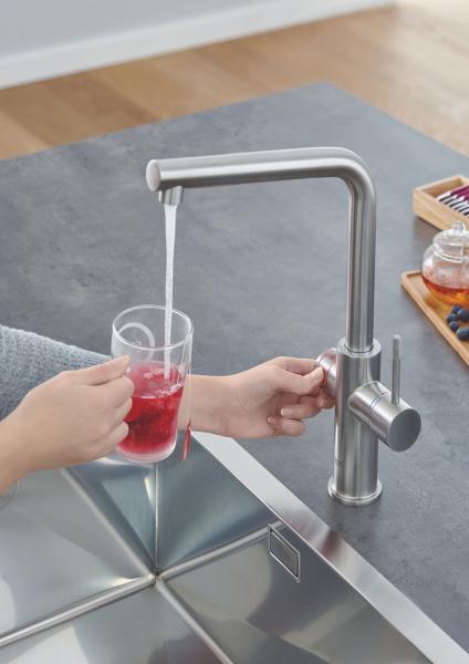 Grohe Red II Duo k&oslash;kkenbatteri m/3L vandvarmer og L-tud - Supersteel
