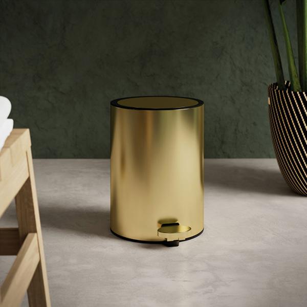 Damixa Zen toiletspand m/pedal og SoftClose 3l - B&oslash;rstet messing