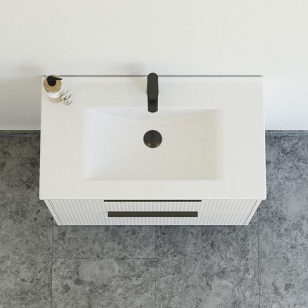 Dansani Mido+ Classic 81 m&oslash;bels&aelig;t m/Amber vask og 2 skuffer - Striber/mat sand