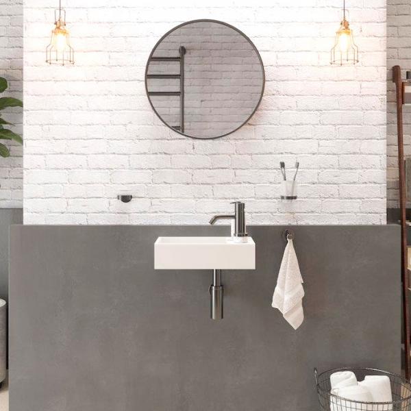 Ideavit Solidcube 40 h&aring;ndvask t/v&aelig;g - Vendbar - Uden overl&oslash;b - 1 hanehul