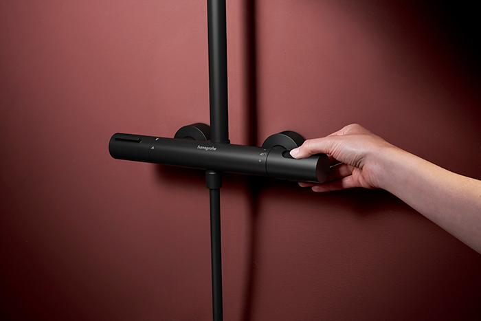 hansgrohe Raindance Alive S Puro Showerpipe 300 1jet m/EcoSmart og termostat - Mat sort